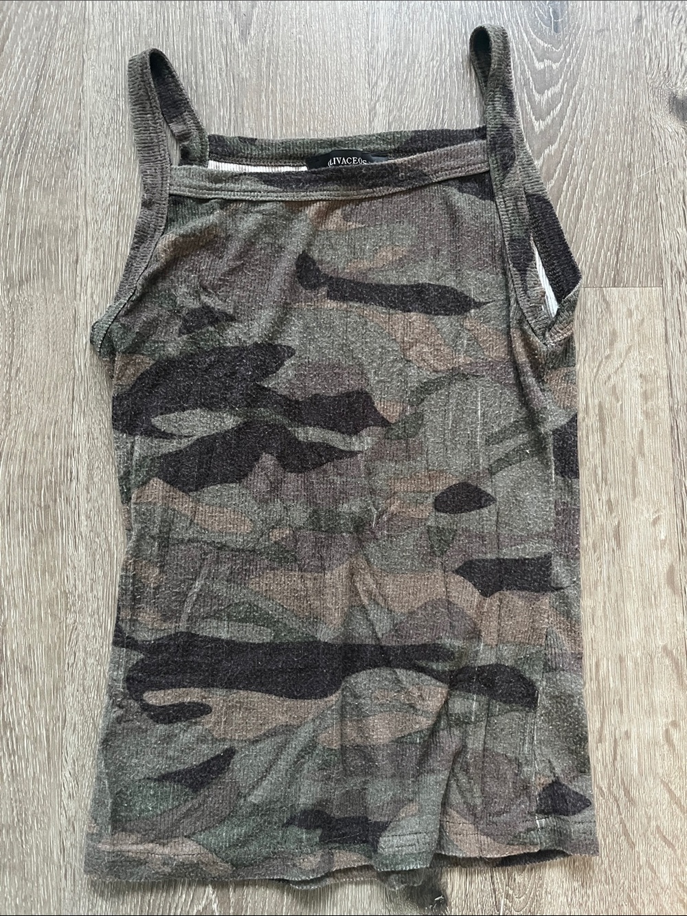 Olivaceous Camo Knit Tank Top in Green and Brown